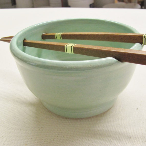 Rice Bowl Ceramic Pottery Noodle Bowl Handmade Stoneware Pottery Mint Turquoise
