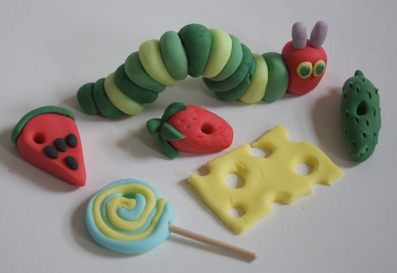 Handmade Very Hungry Caterpillar Style Cake Topper Decoration