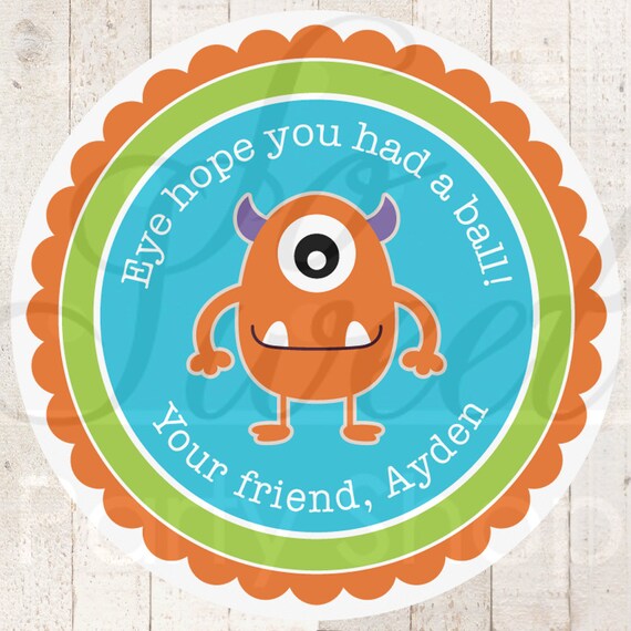 24 Birthday Favor Sticker Labels - Monsters Aliens - Personalized - Boys Birthday Party Decorations Il_570xn