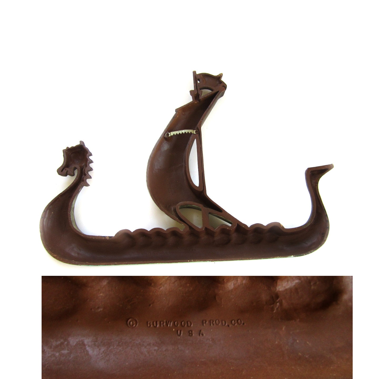 Vintage Burwood Viking Ship Wall Hanging Plaque Mid Century