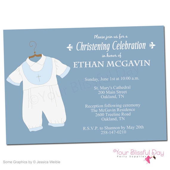 PRINTABLE Baby Boy Christening/Baptism Party Invitations #601 Il_570xn