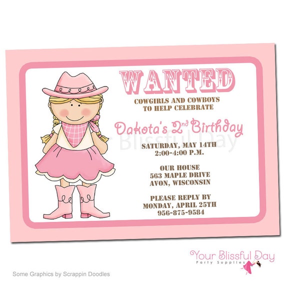 PRINTABLE Cowgirl Party Invitations #523 Il_570xn