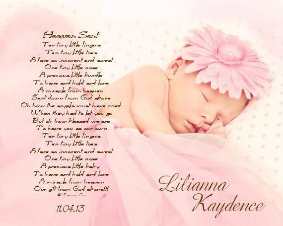 Items similar to Heaven Sent Poem Personalized Baby Gift 8x10/11x14 ...