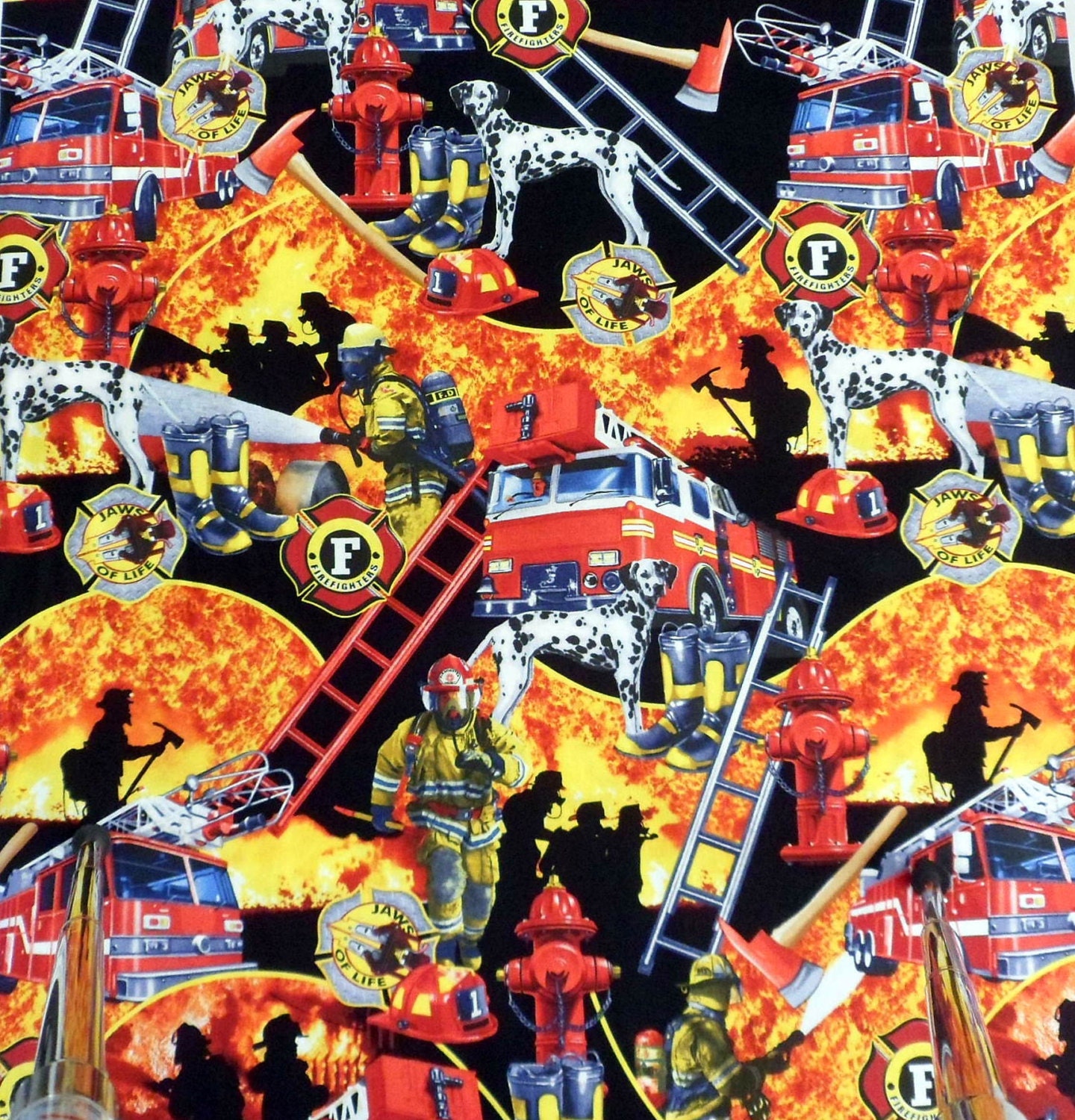 Firefighter Fabric Cotton Fabric TImeless Treasures by Quiltwear