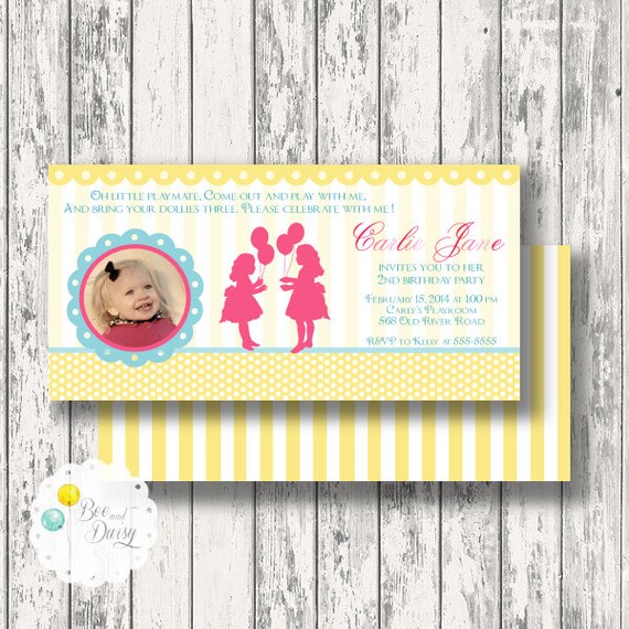 Girls Vintage Silhouette Invitation for Birthday Party or Baby Shower - DIY Printable Photo Invite by BeeAndDaisy Il_570xn