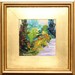 Day Lily Path, Flower Still Life Portrait Painting, Original Oil Painting, Framed small Painting, Gold Frame, Gift Item, Garden Painting