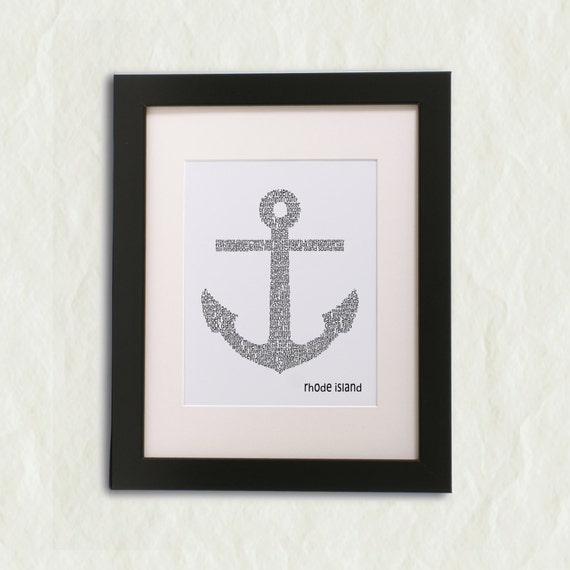 Rhode Island Anchor Word Art Print