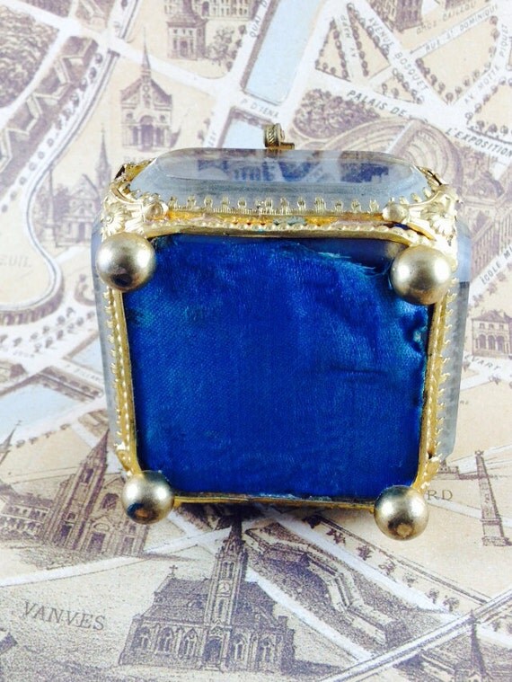 Vintage French Beveled Glass Jewelry Box