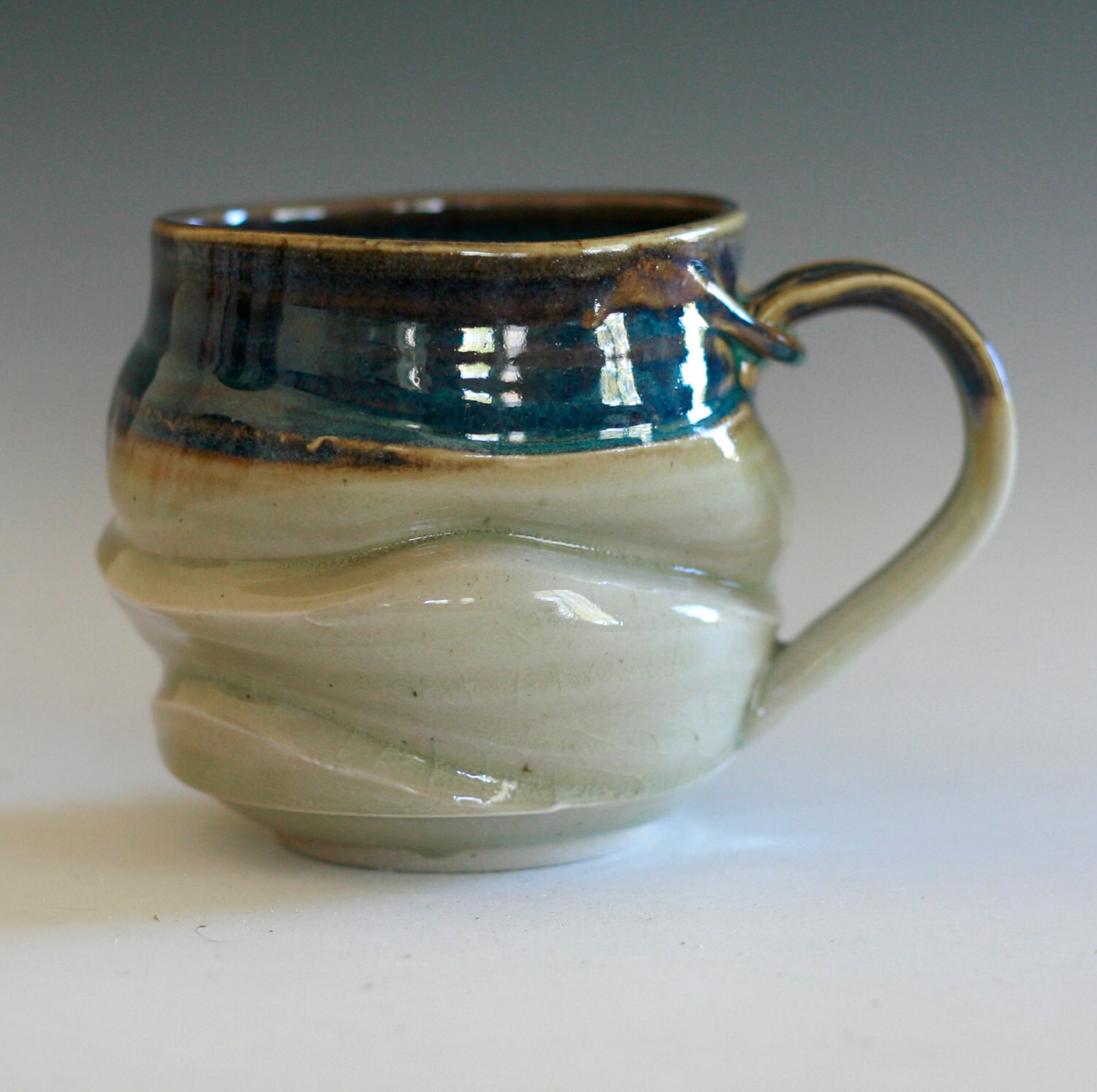 Large Twisted Coffee Mug 21 oz handmade ceramic cup tea