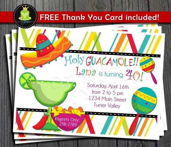 Mexican Fiesta Invitation - FREE Thank You Card included Il_570xn