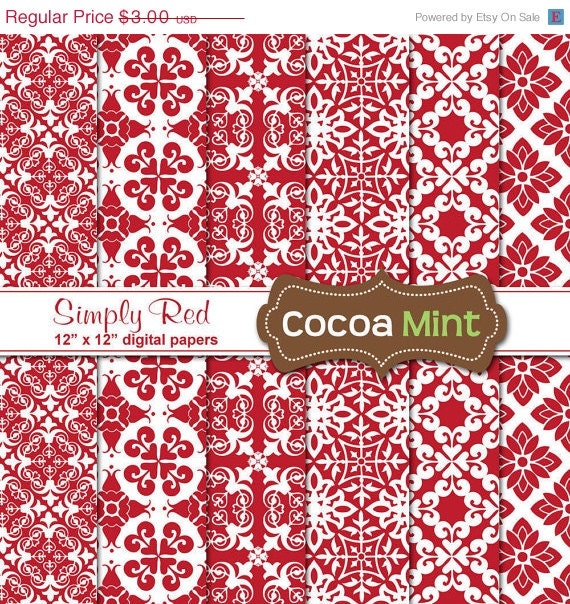 Simply Red Digital Papers Il_570xn
