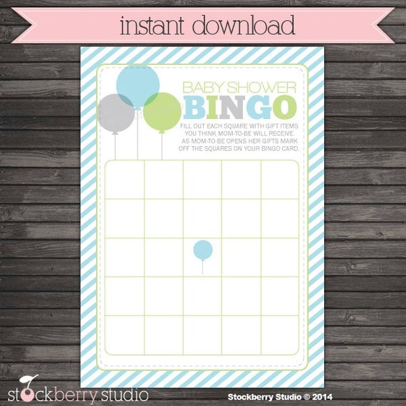 She's Ready To Pop Baby Shower Bingo Game Gray Green