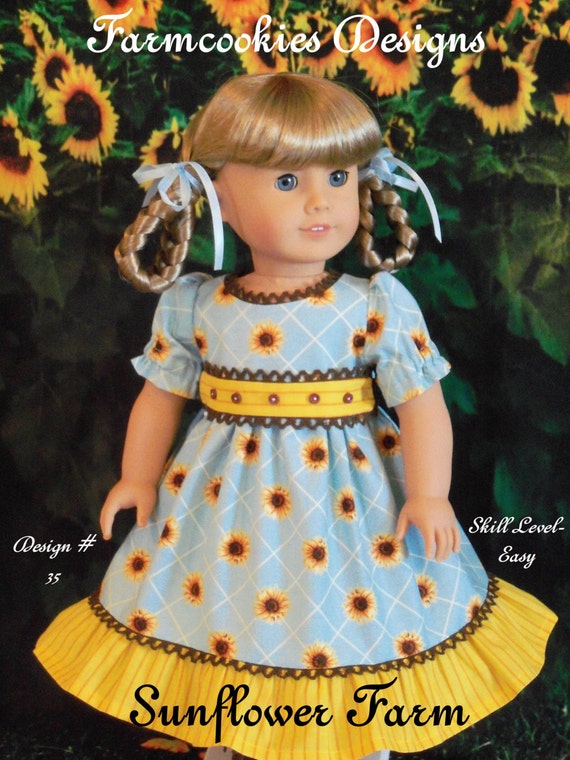 PRINTED Sewing Pattern / Sunflower Farm/ Clothes for American Girl Kirsten, Marie Grace, Cecile or Addy