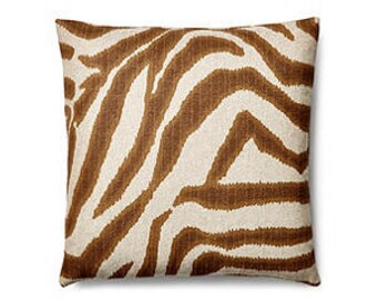 Pillow Cover Cushion 20x20 zebra, brown on oatmeal , other sizes available,