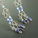 Blue chandelier earrings extra long earrings silver plated jewelry