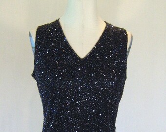 Iridescent Elegant Sparkly Beaded Shirt Top Diva Glam