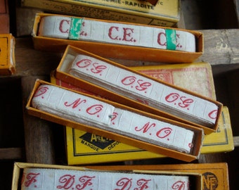 Vintage french laundry labels letters linen kitchen cloth....
