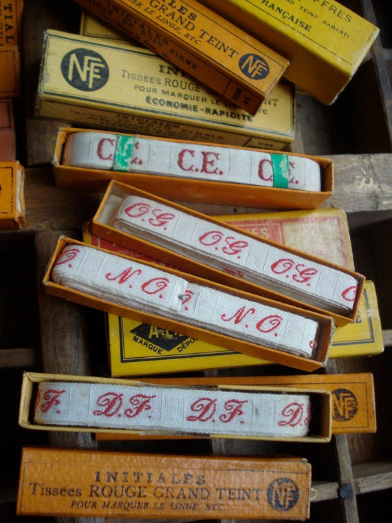 vintage french laundry labels letters linen kitchen cloth....