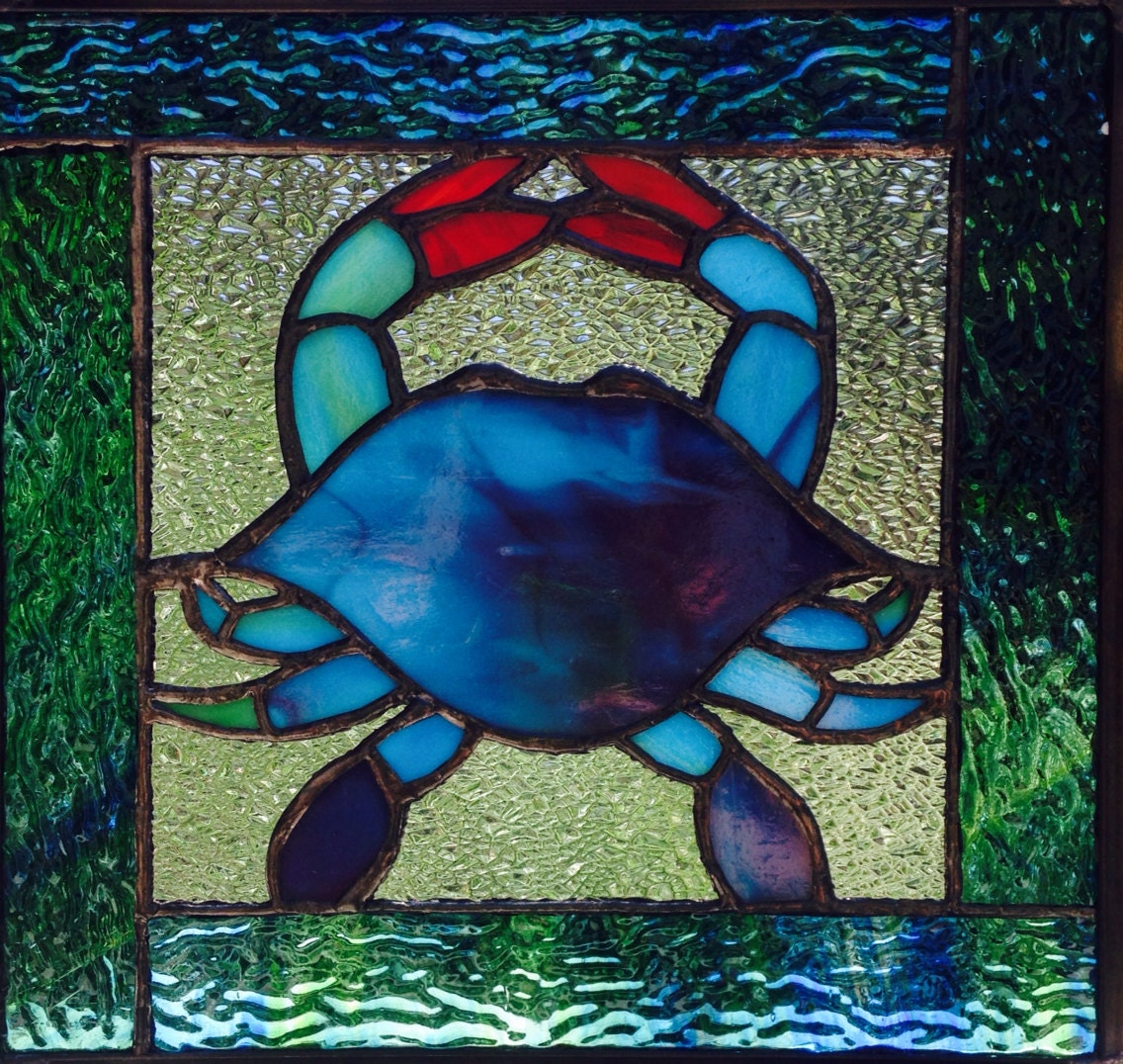 Stained Glass Panel. The Blue Crab