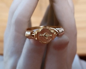 Miraculous Medal Wire Wrapped Ring - Virgin Mary - Catholic Ring