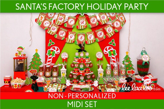 Santa’s Factory Holiday Party Package Collection Set Midi NonPersonalized Printable // Santa’s Factory - H3Nz2 Il_570xn