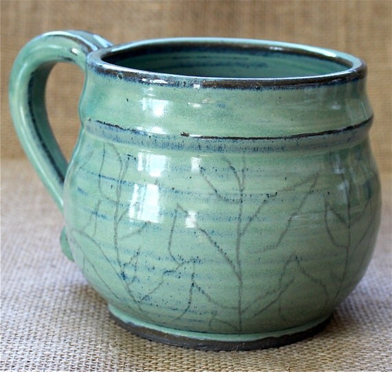 Extra large unique wheel thrown soup bowl mug with by AudPottery