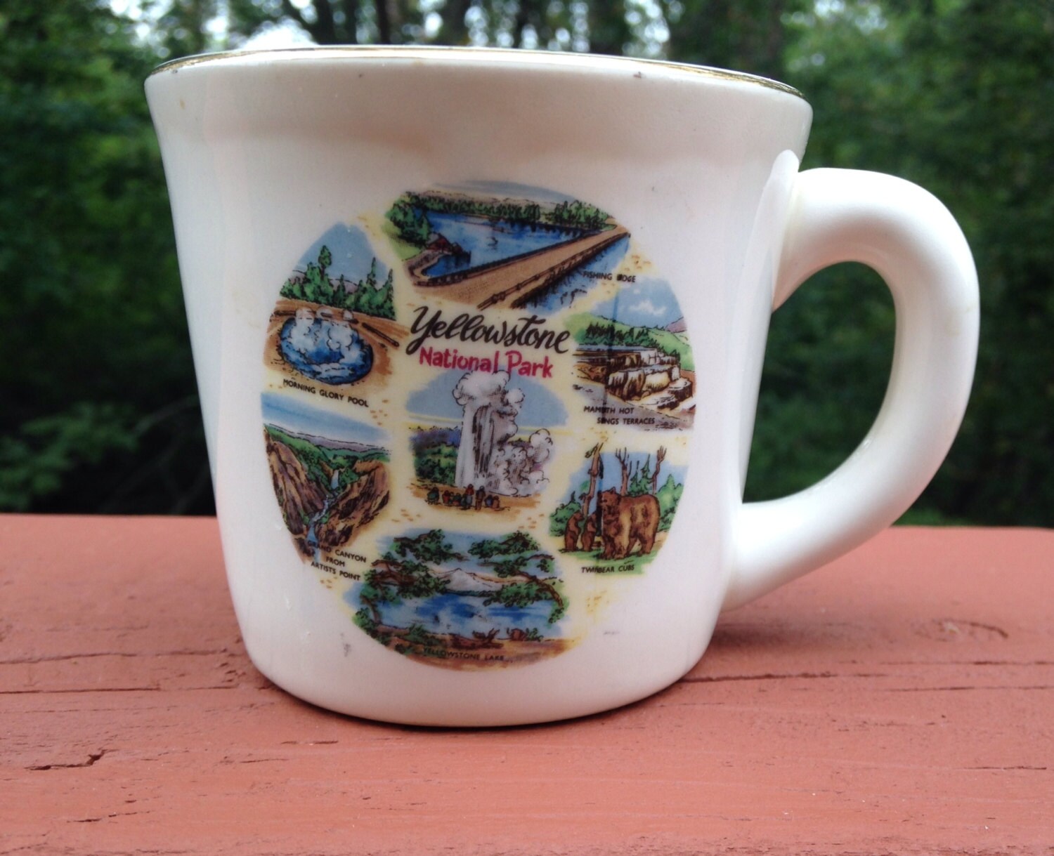 Yellowstone National Park cup or mug souvenir. by Purl1VintageToo