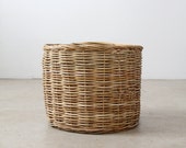 Vintage Woven Basket, Large Hamper Basket
