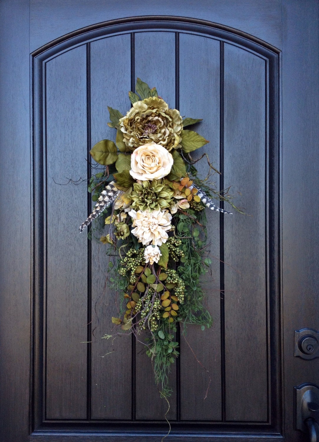 Fall Wreath Teardrop Door Twig Swag Vertical Decor.. Use all