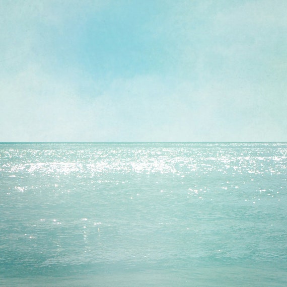 Ocean Photograph Aquamarine Blue Teal Print Open Sea Ocean