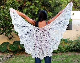 White shawl Knit shawl scarf Hand Knit Shawl Wedding shawl Wedding wrap shawl Knit shawl Wraps Shawl Ivory wraps shawls Bridesmaids shawl