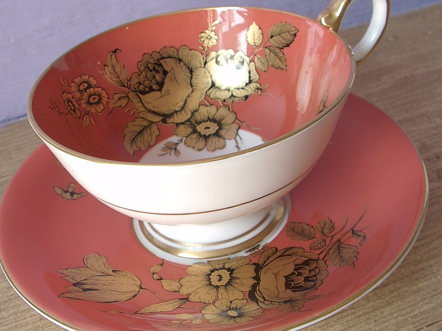 RARE Antique Aynsley gold roses tea cup set by ShoponSherman