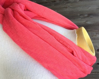 Infinity / Loop Scarf - Coral / Pink Pointelle Knit