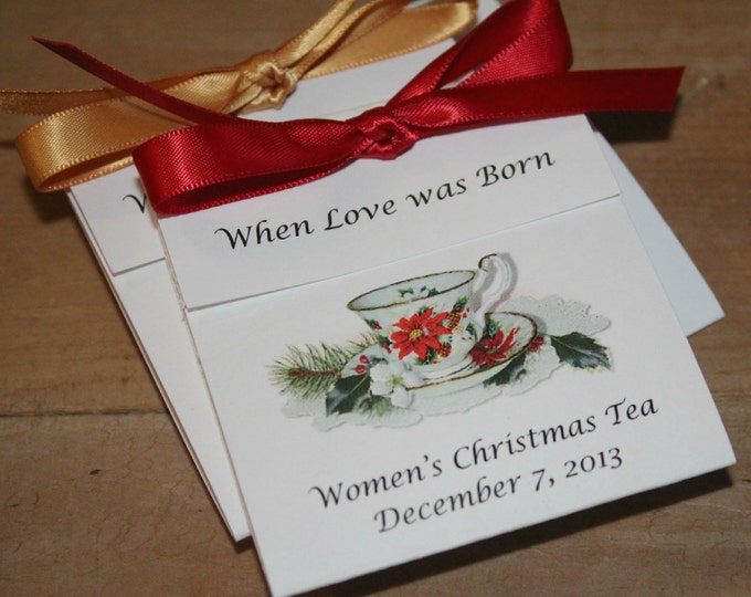 Poinsettia Design Teacup Tea Favors for Christmas event, Church Event, Christmas Tea