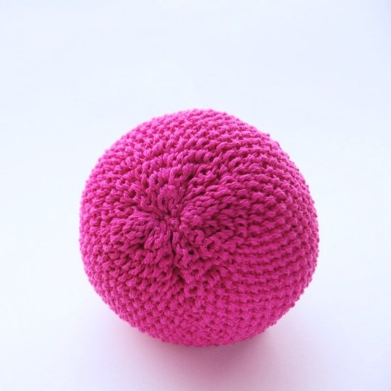 Knitted baby toddler soft toy ball with bell.Handmade