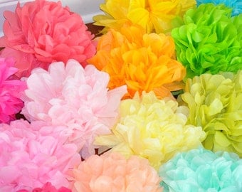 Items similar to 16 Tissue Pom Poms- Barbie Party on Etsy