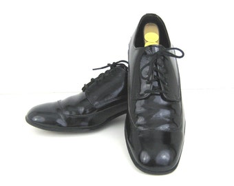 1960s Mens Shoes Black Patent Shoes Patent Leather Shoes 60s Tuxedo Shoes Dress Mens Dress Shoes Black Patent Leather Shoes Formal Shoes