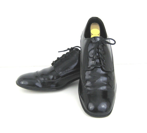 1960s Mens Shoes Black Patent Shoes Patent Leather Shoes 60s
