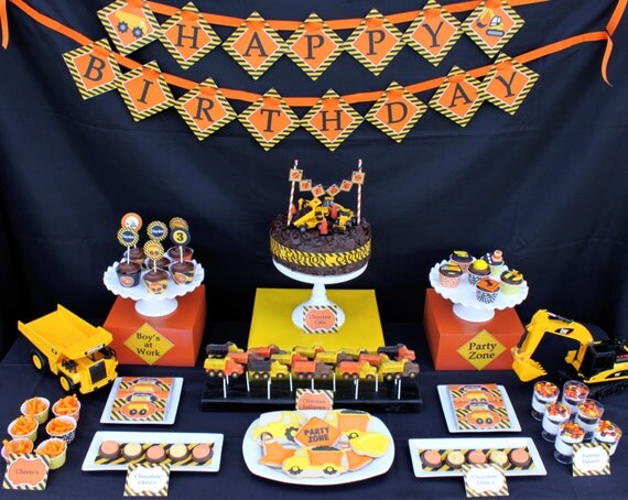 DIY Construction Zone Birthday Party PRINTABLE Deluxe Package dump truck tools cupcake express Il_570xn