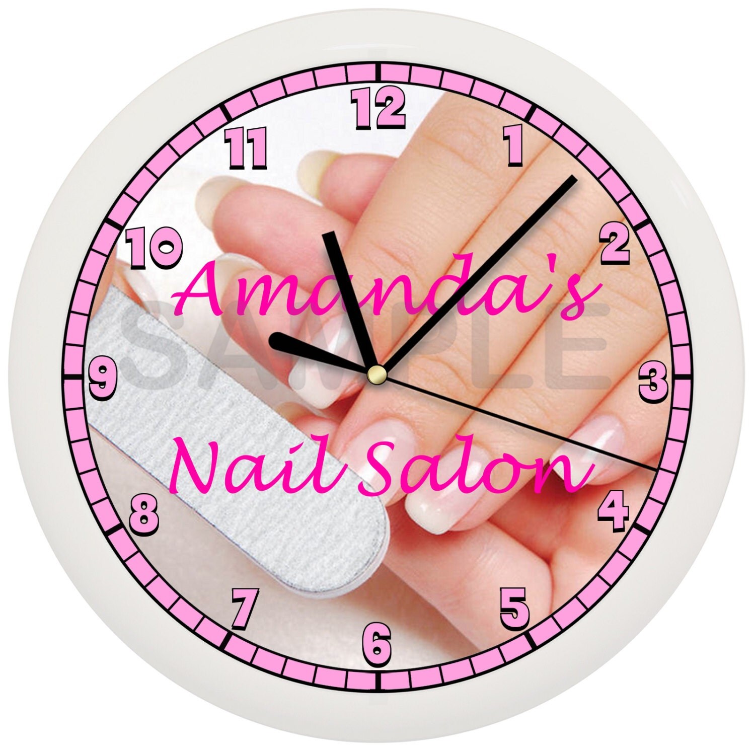 Personalized Custom Nail Salon Wall Clock Manicure Pedicure