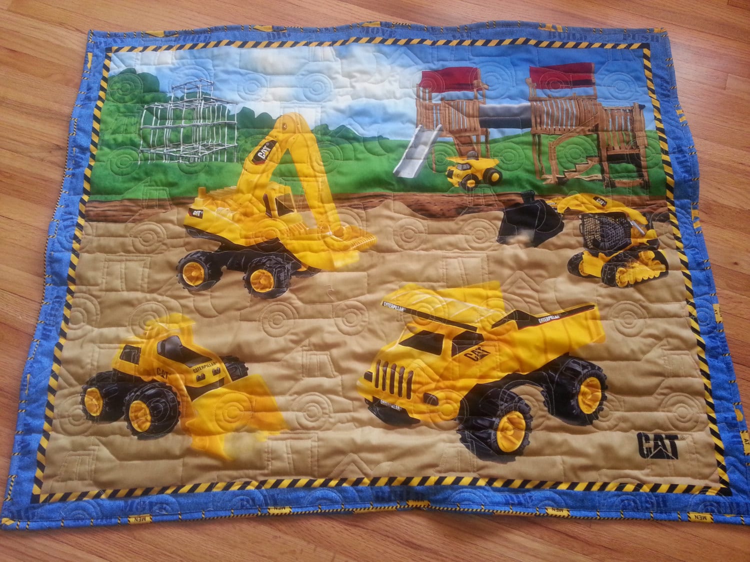CONSTRUCTION EQUIPMENT Dump Truck Backhoe Baby Quilt Blanket