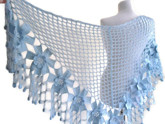 ideas crochet gift for sister ,crochet christmas Blue shawl, wedding gift shawl, shawl ,bride,