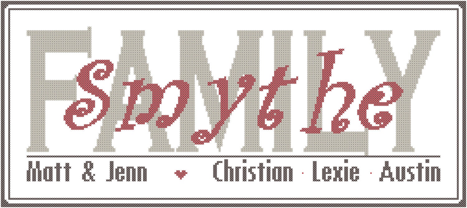 Modern Family Sign Cross Stitch Pattern Family Sign