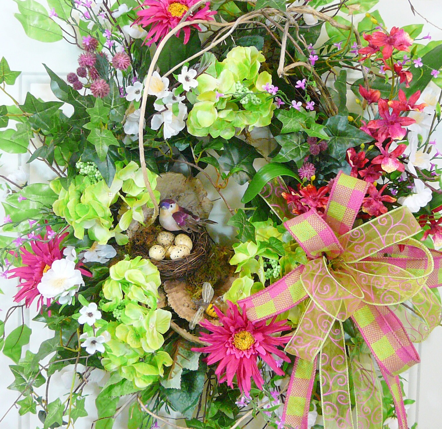 X Large Spring & Summer Outdoor Wreath With Bird nest Double