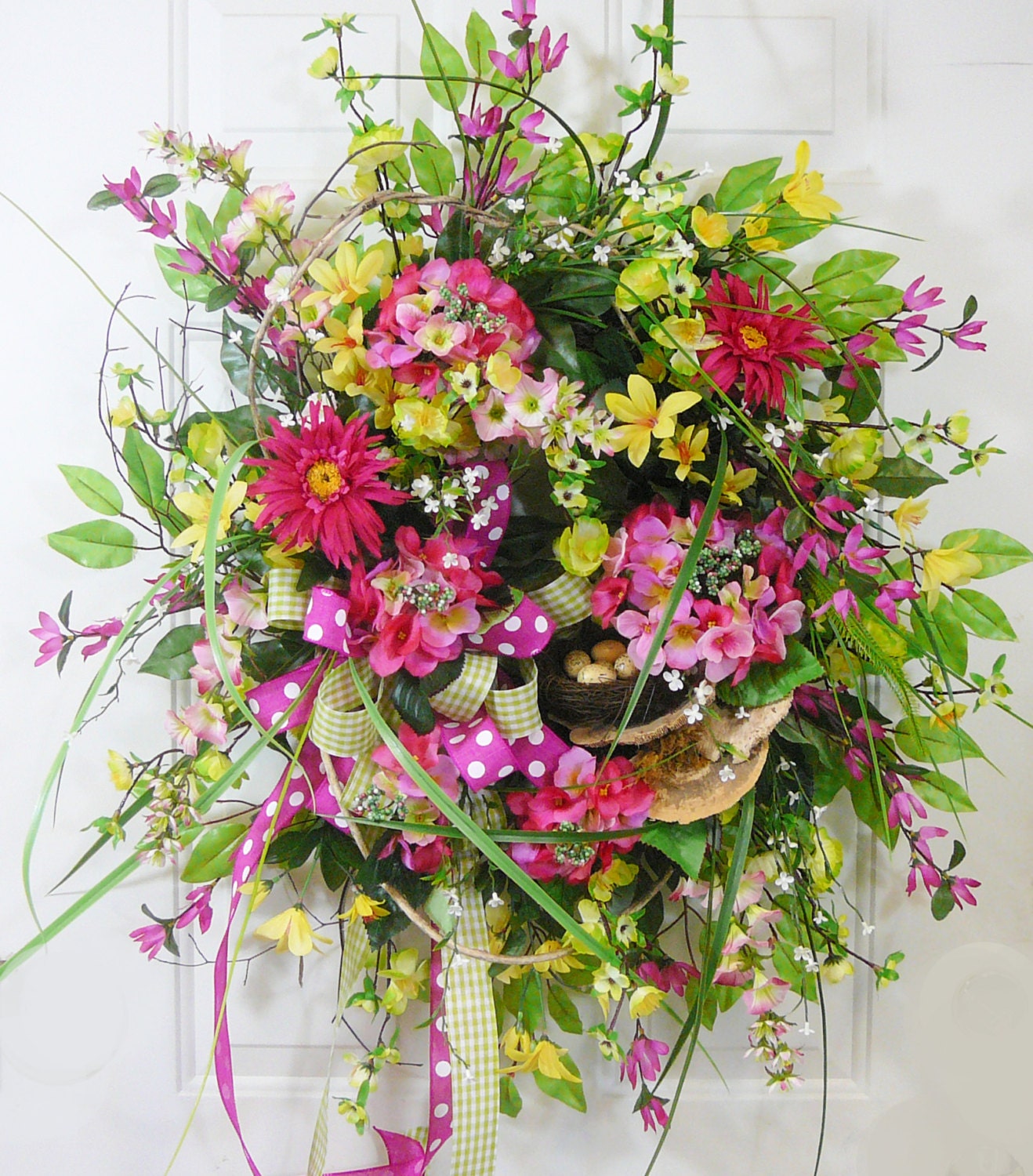 x large spring summer outdoor wreath with bird nest x large spring summer outdoor wreath with bird nest