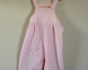 Vintage 1960s Pink Bunny Overalls (9/12 months)