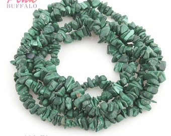 Malachite chips small size 3-6 mm strand 36" | A grade malachite semi precious gemstone chips wholesale price