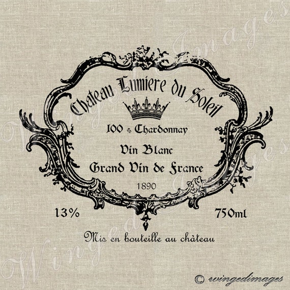 vintage french wine label instant download digital image no27