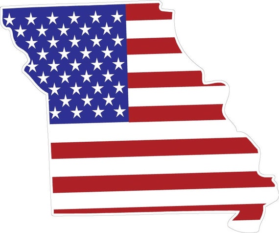 Missouri state shaped USA flag patriotic Vinyl decal sticker