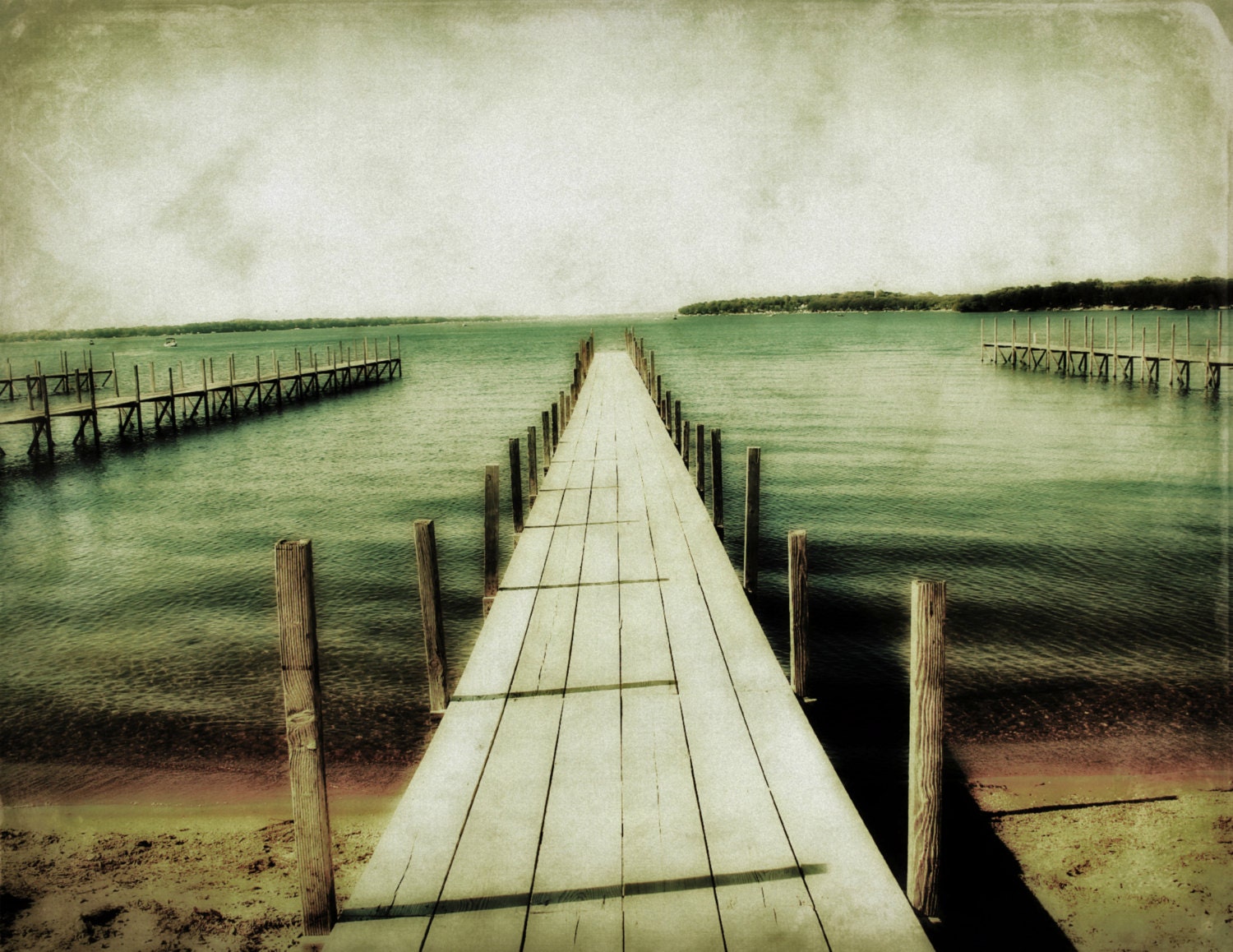 Okoboji Iowa Dock Picture Beach Art Print Arnolds Park